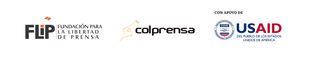 Logos de Usaid, FLIP y Colprensa